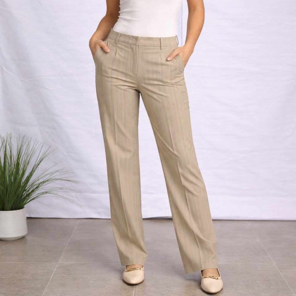 New York & Company Stretch‎ Pinstripe Pants Tan Size 6